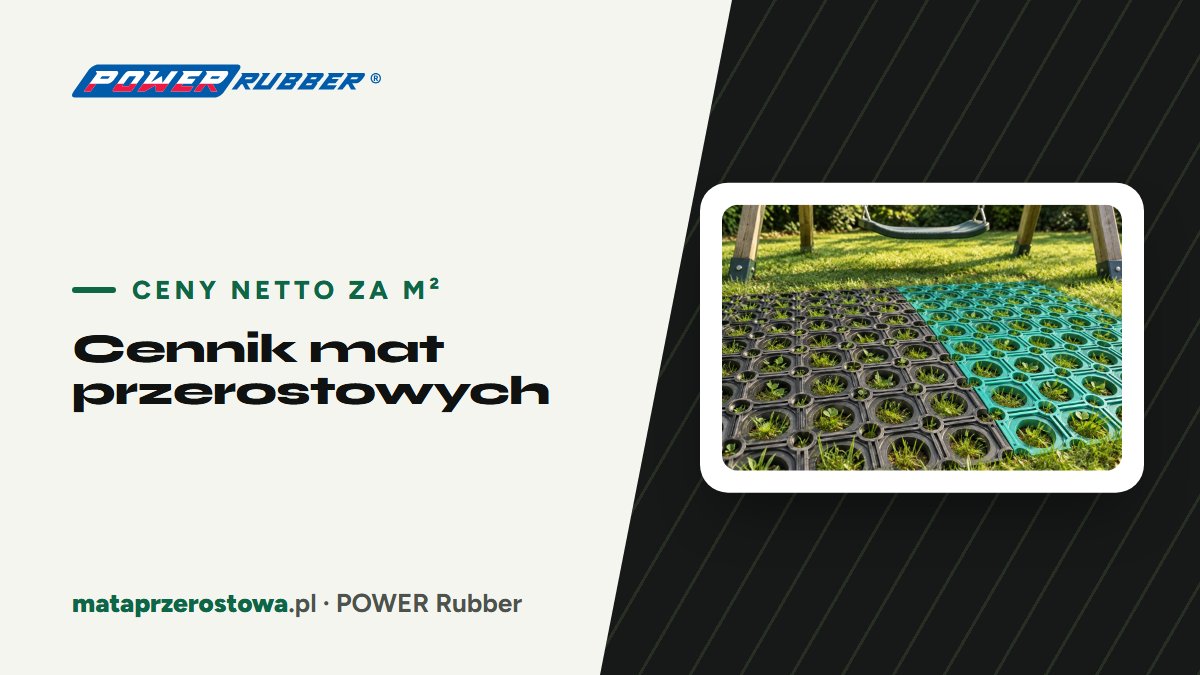 Czarna i zielona mata przerostowa obok siebie, trawa w otworach — POWER Rubber