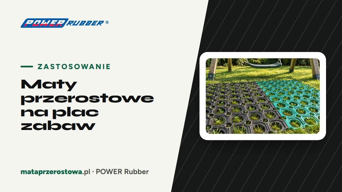Mata przerostowa pod urządzeniem na placu zabaw, trawa przerasta przez otwory — POWER Rubber